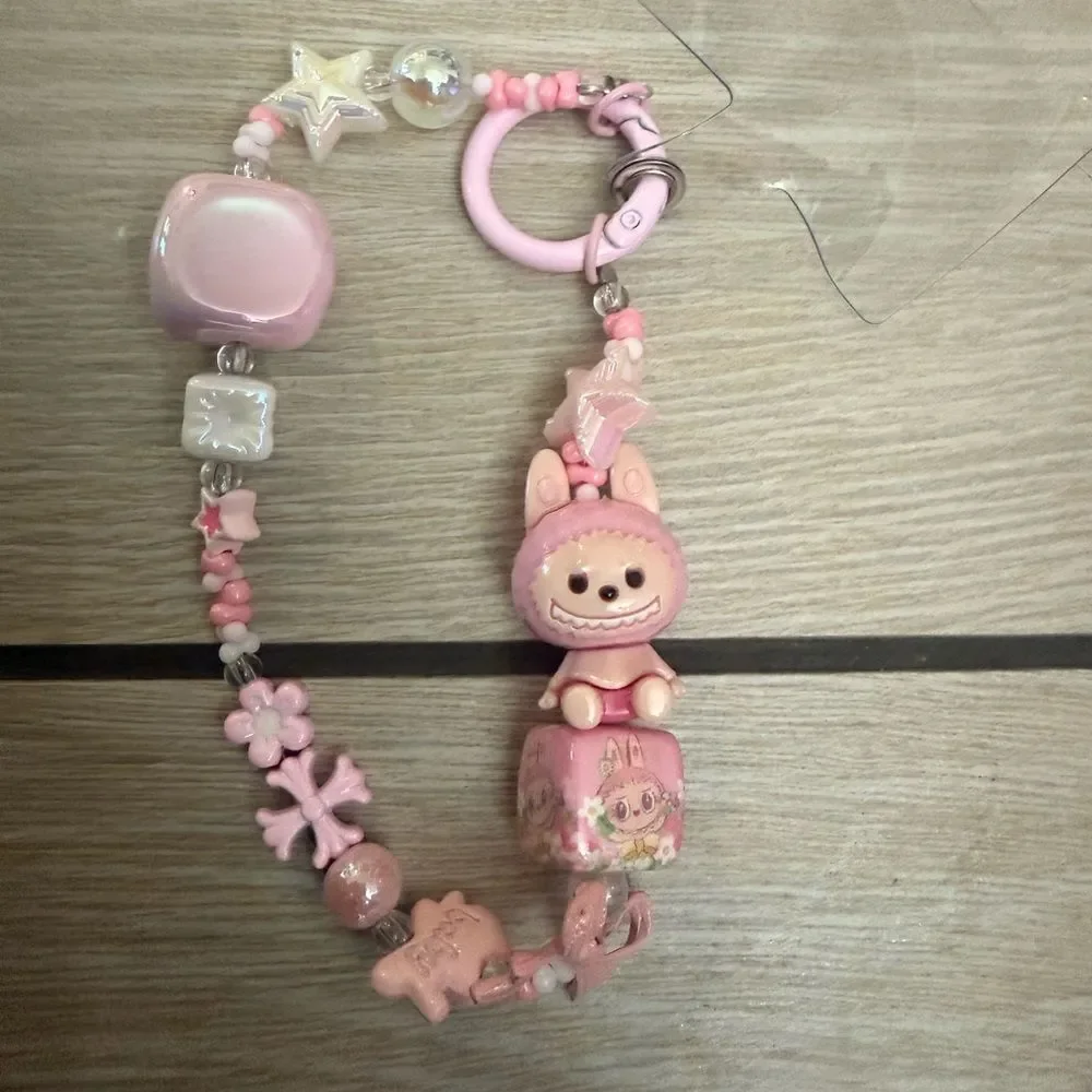 New labubu pink bag charm / keychain